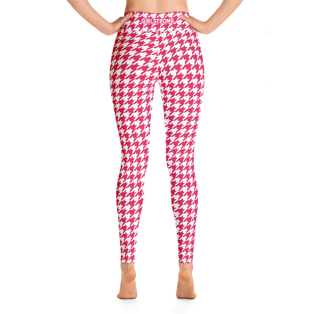 ELEVATED ESSENTIALS, BOOTY BOOSTING HIGH WAISTBAND LEGGING RETRO RED HOUNDSTOOTH