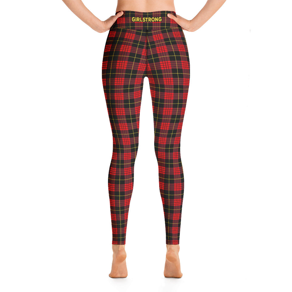 ELEVATED ESSENTIALS, THE PERFECT HIGH WAISTBAND LEGGING VINTAGE PLAID RED AND BLACK