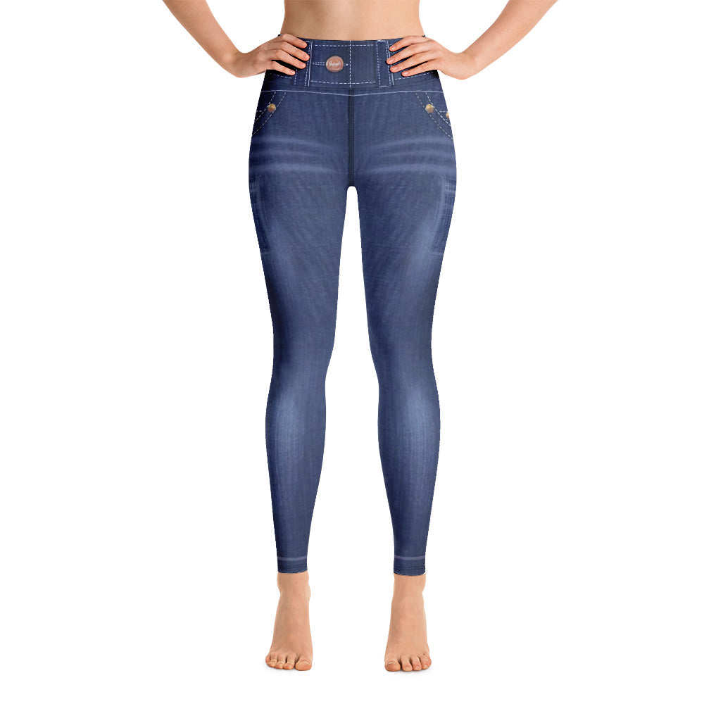 High waist blue denim look women's legging's - –  GIRLSTRONG INC