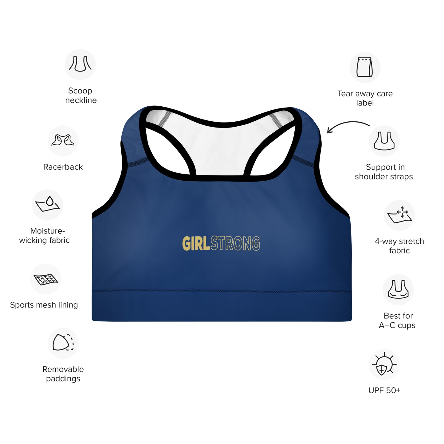 ELEVATED ESSENTIALS, THE PERFECT PADDED SPORTS BRA NOTRE DAME