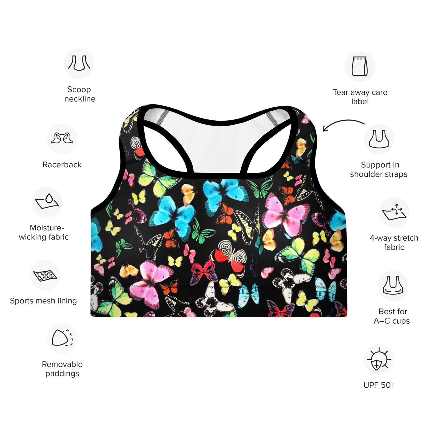 ELEVATED ESSENTIALS, THE PERFECT PADDED SPORTS BRA BUTTERFLY