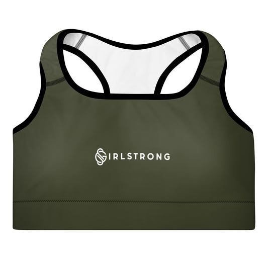 ELEVATED ESSENTIALS, GS LOGO THE PERFECT PADDED SPORTS BRA OLIVE