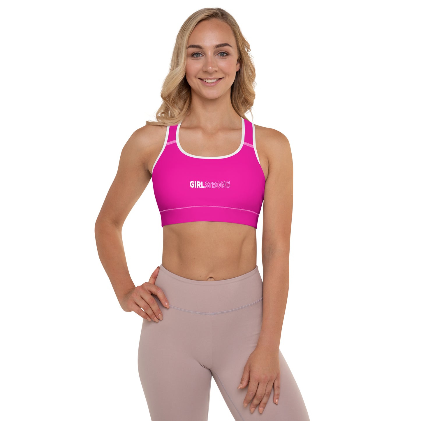 ELEVATED ESSENTIALS, THE PERFECT PADDED SPORTS BRA POWER PINK