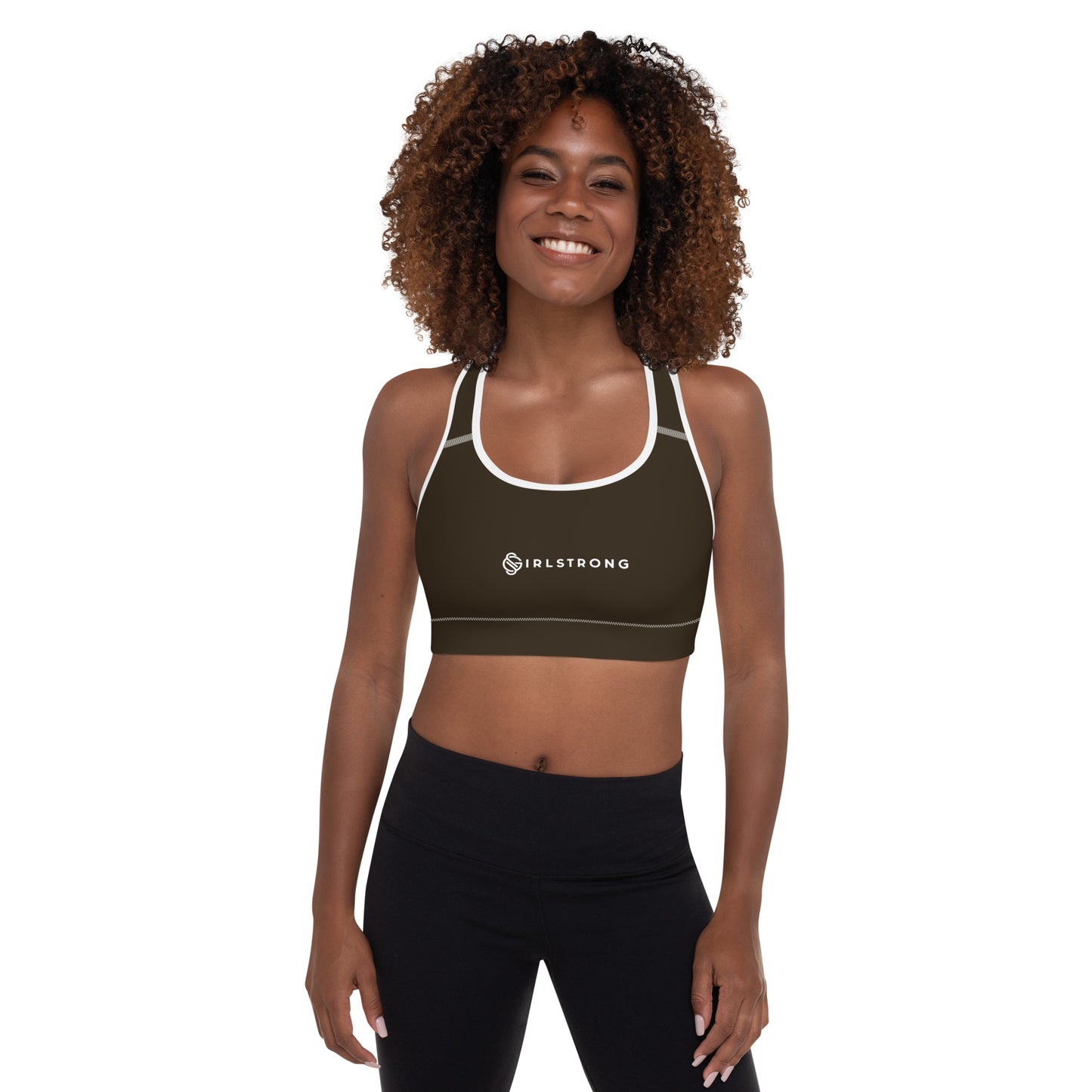 ELEVATED ESSENTIALS, GS LOGO THE PERFECT PADDED SPORTS BRA ESPRESSO
