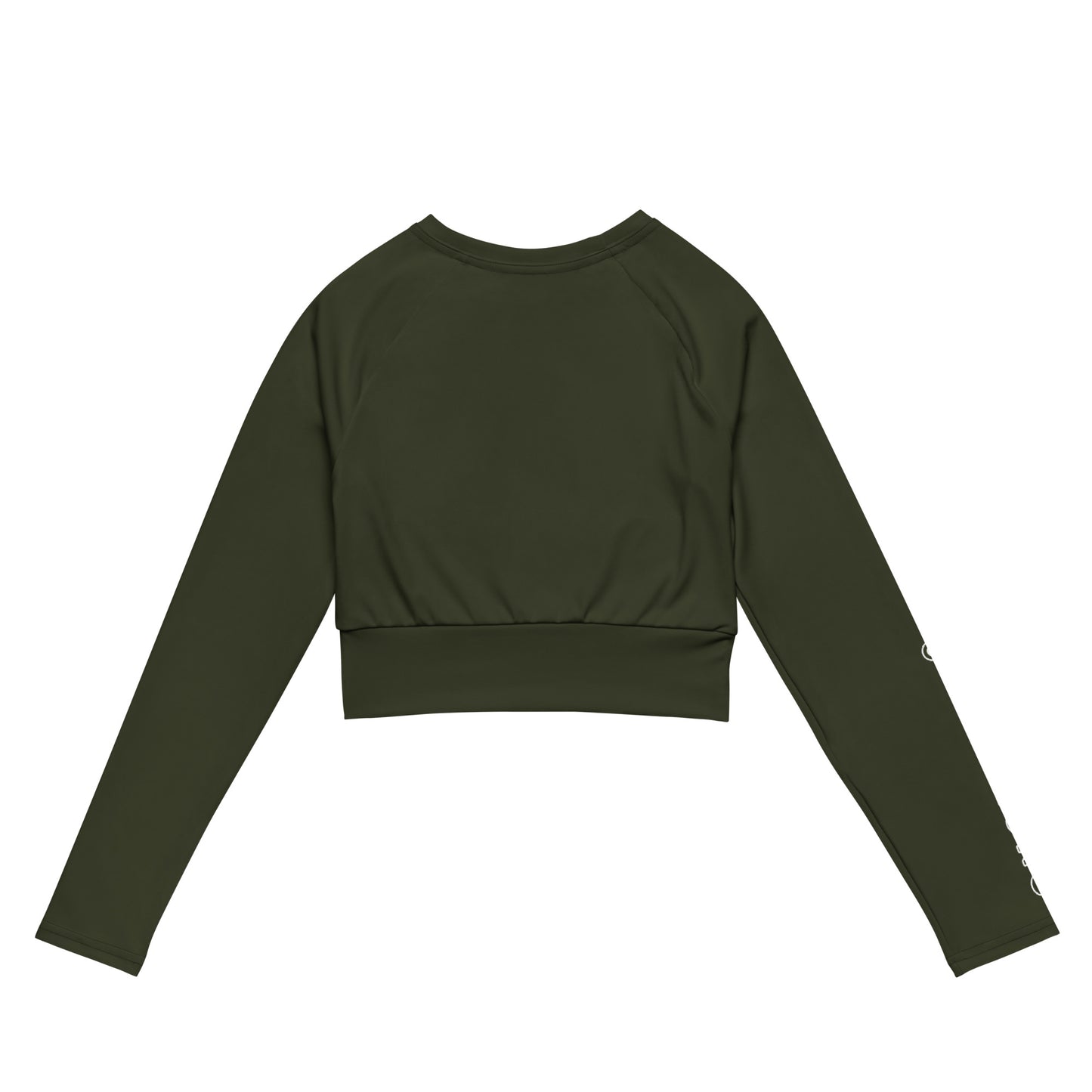 THE ESSENTIAL, SOFT STRETCH, LONG SLEEVE FITTED CROP TOP GS LOGO OLIVE