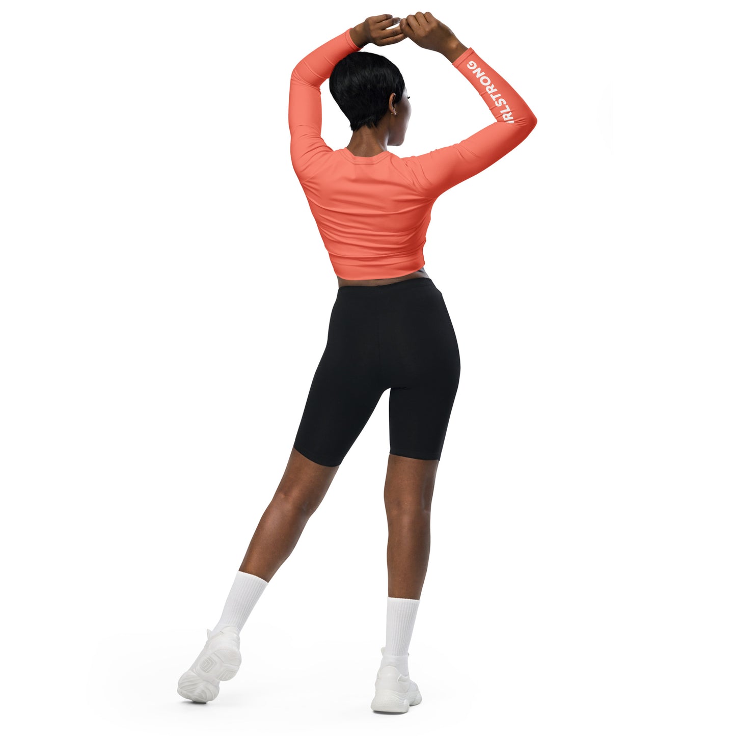 THE ESSENTIAL, SOFT STRETCH, LONG SLEEVE FITTED CROP TOP BRIGHT ORANGE