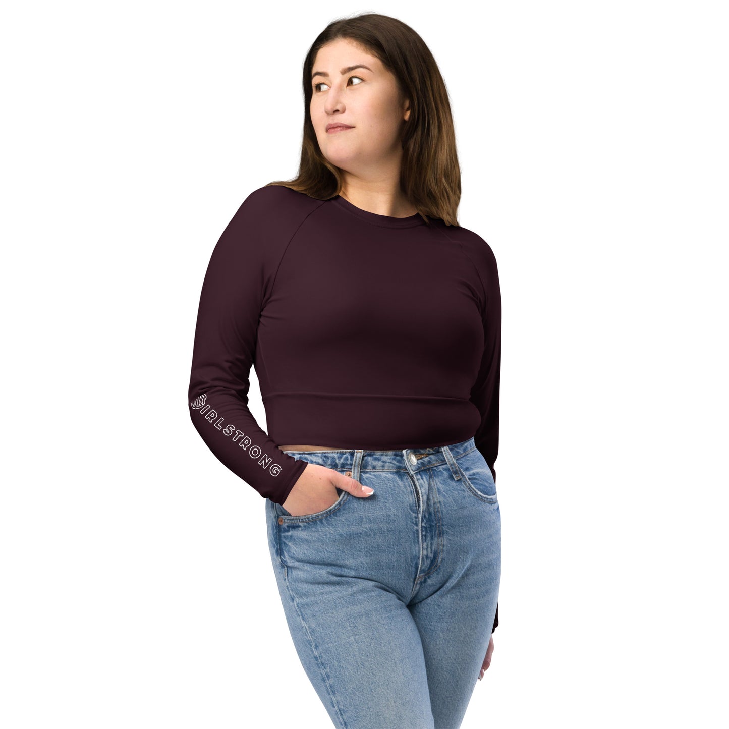 THE ESSENTIAL LONG SLEEVE FITTED  CROP TOP CABERNET