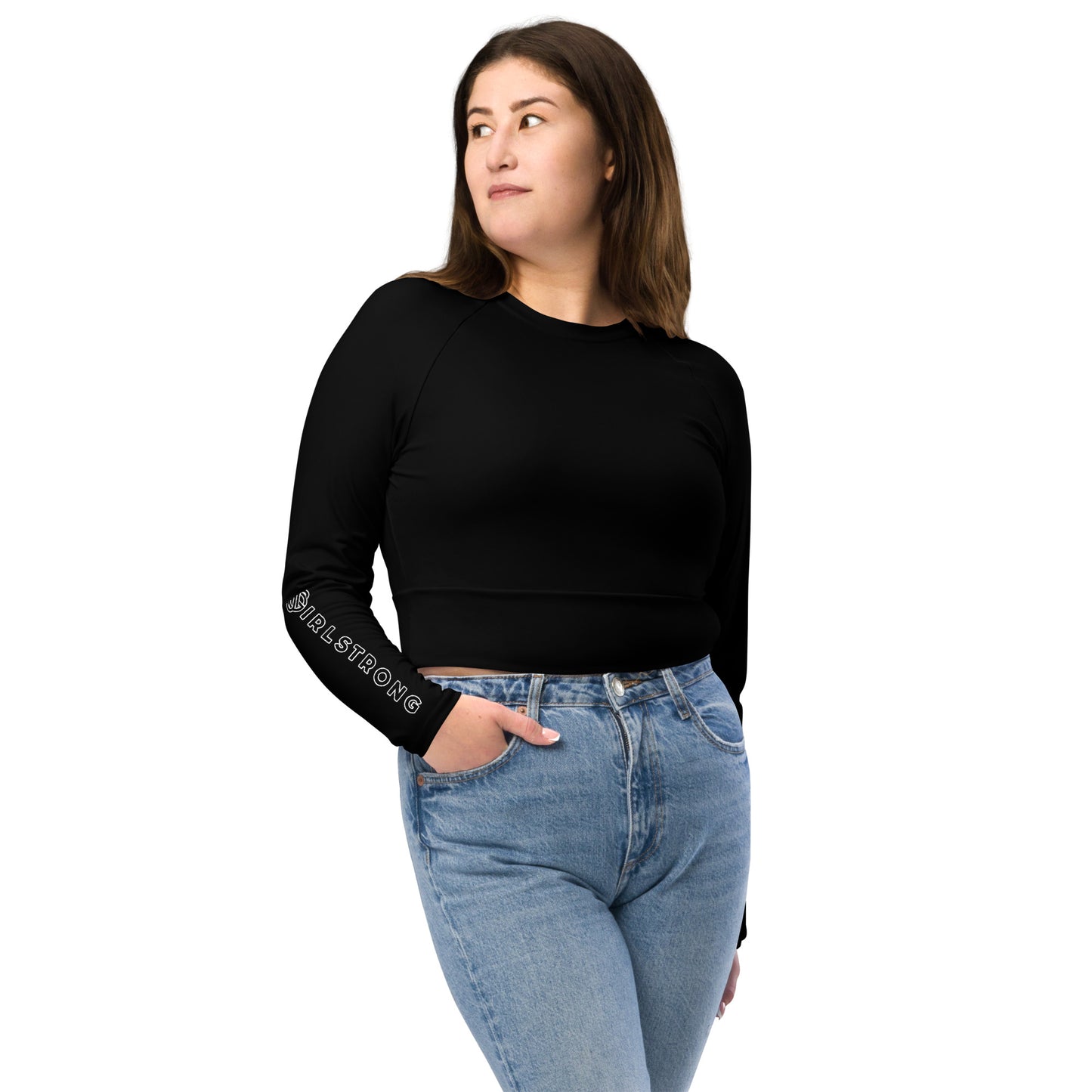 THE ESSENTIAL LONG SLEEVE FITTED CROP TOP BLACK