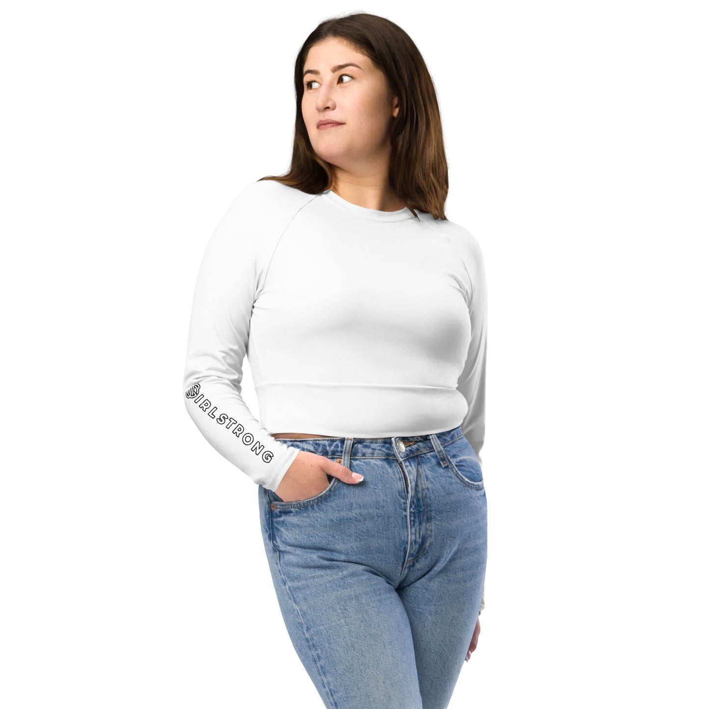 THE ESSENTIAL LONG SLEEVE FITTED CROP TOP WHITE
