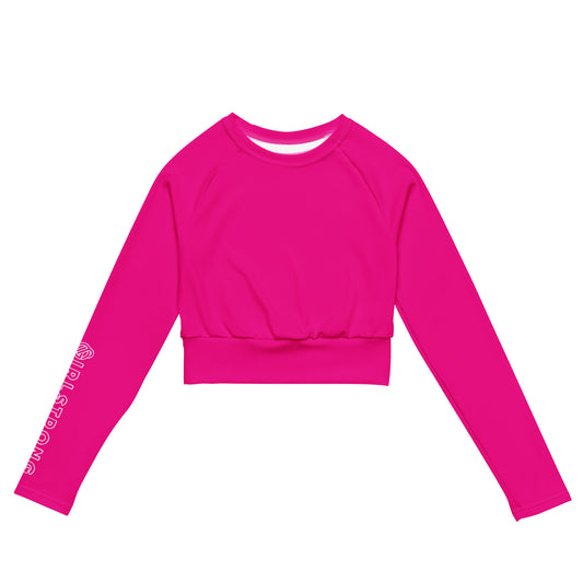 THE ESSENTIAL LONG SLEEVE FITTED CROP TOP POWER PINK