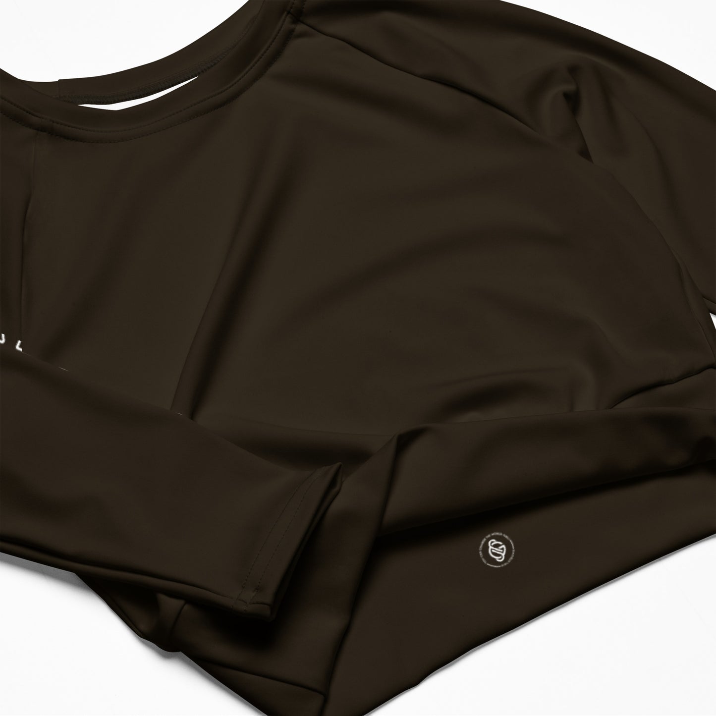 THE ESSENTIAL LONG SLEEVE FITTED CROP TOP ESPRESSO
