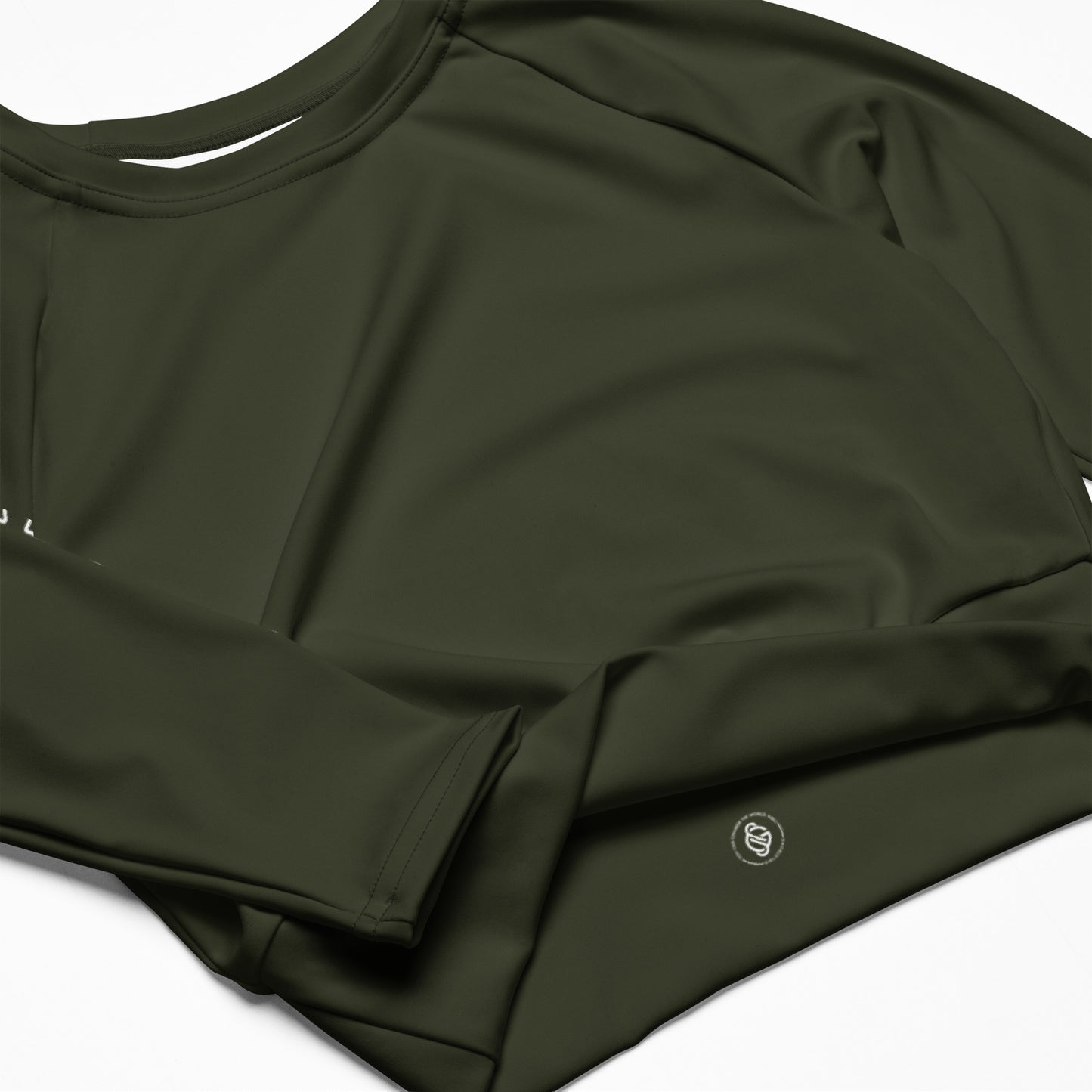 THE ESSENTIAL LONG SLEEVE FITTED CROP TOP OLIVE