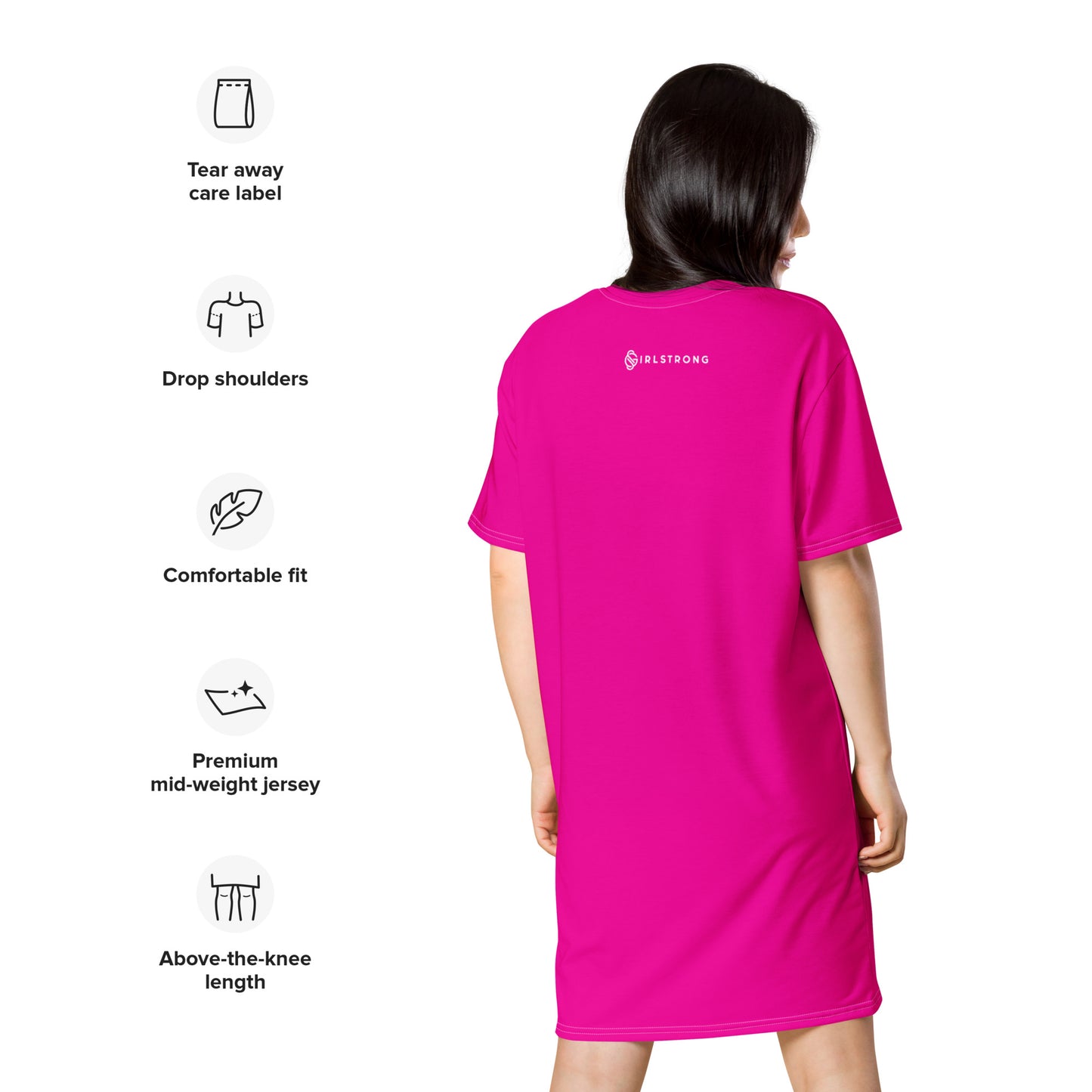 HOT SHOT, T-SHIRT DRESS POWER PINK GIRLSTRONG