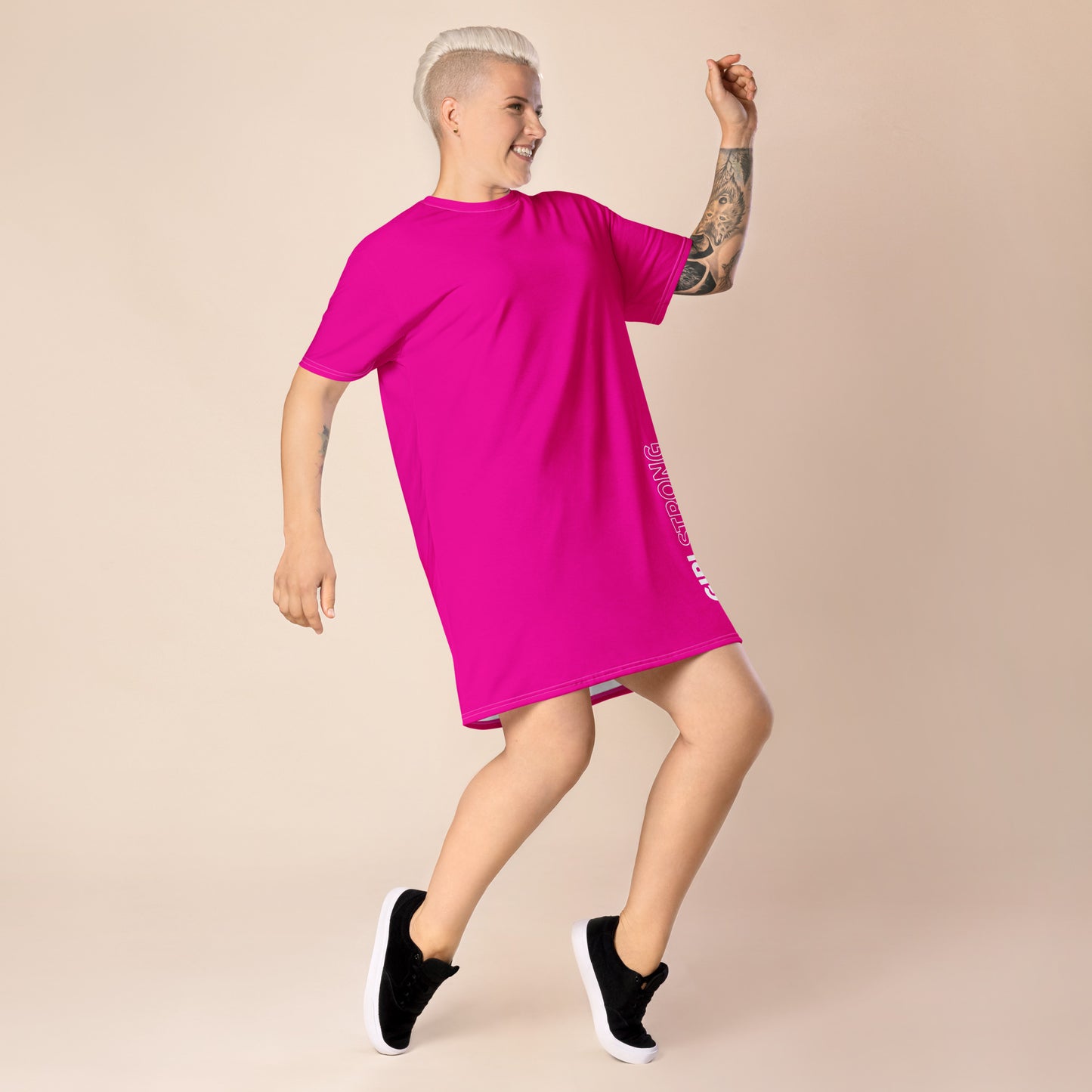 HOT SHOT, T-SHIRT DRESS POWER PINK GIRLSTRONG