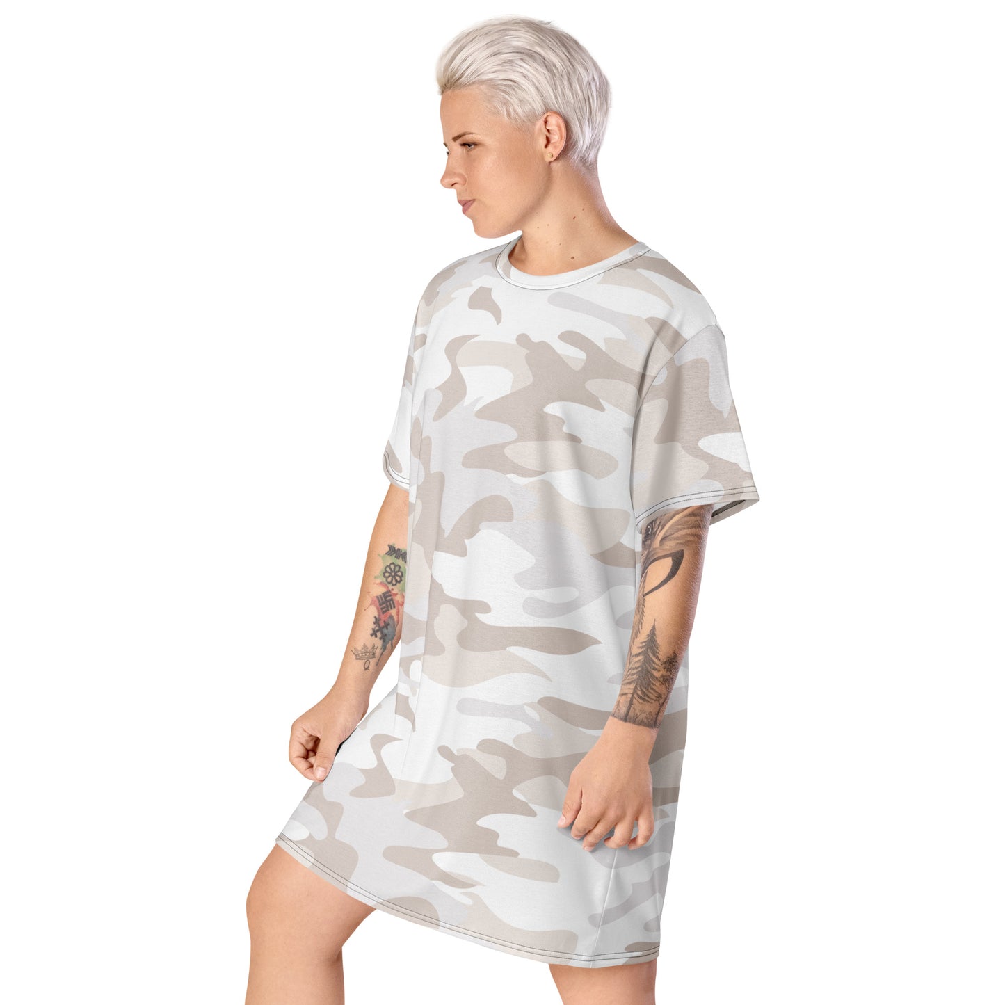 GIRLSTRONG SPORT T-SHIRT DRESS WHITE CAMO
