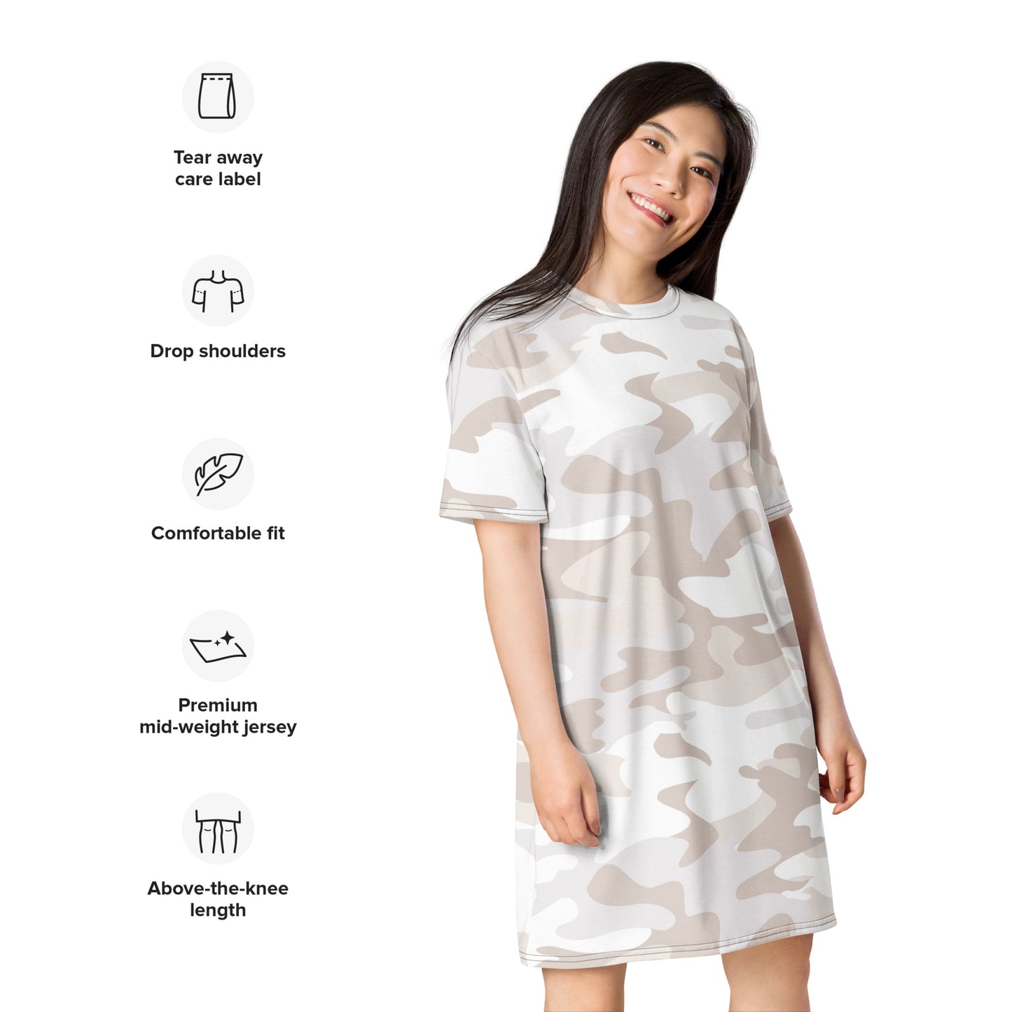GIRLSTRONG SPORT T-SHIRT DRESS WHITE CAMO