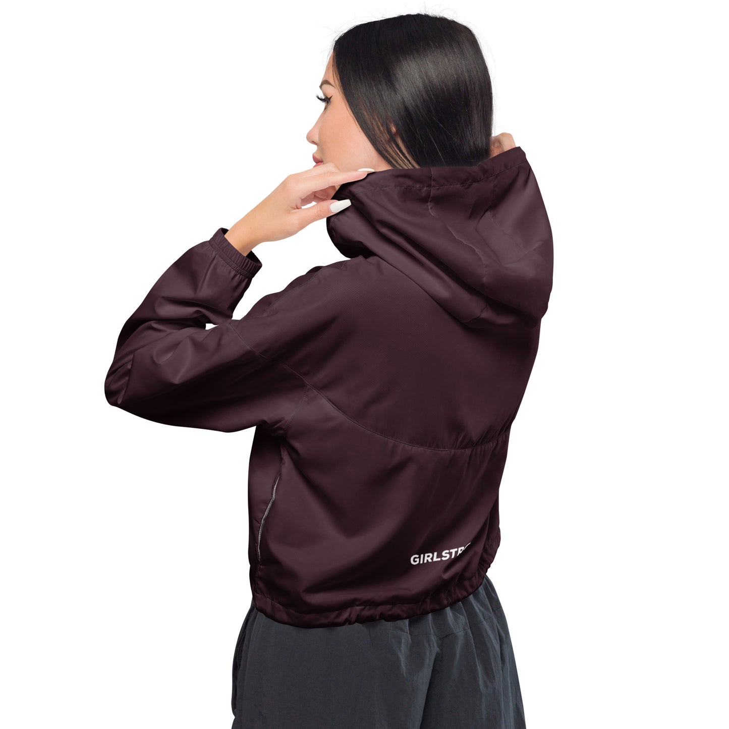 GIRLFRIEND PULLOVER CROP WINDBREAKER GARNET GIRLSTRONG