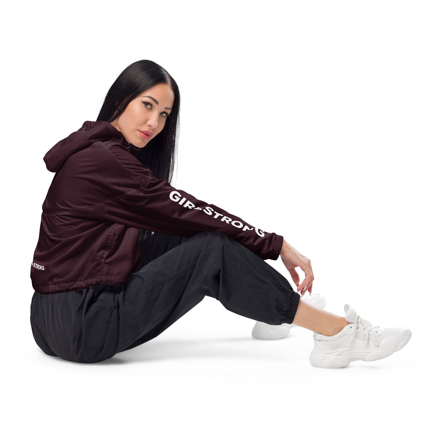 GIRLFRIEND PULLOVER CROP WINDBREAKER GARNET GIRLSTRONG