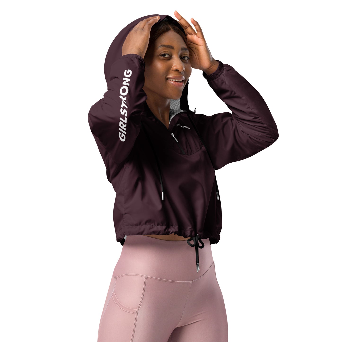 GIRLFRIEND PULLOVER CROP WINDBREAKER GARNET GIRLSTRONG