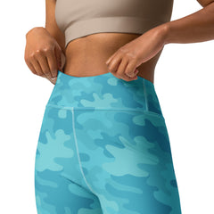 ELEVATED ESSENTIALS, THE PERFECT HIGH WAISTBAND LEGGING TURQUOISE CAMO