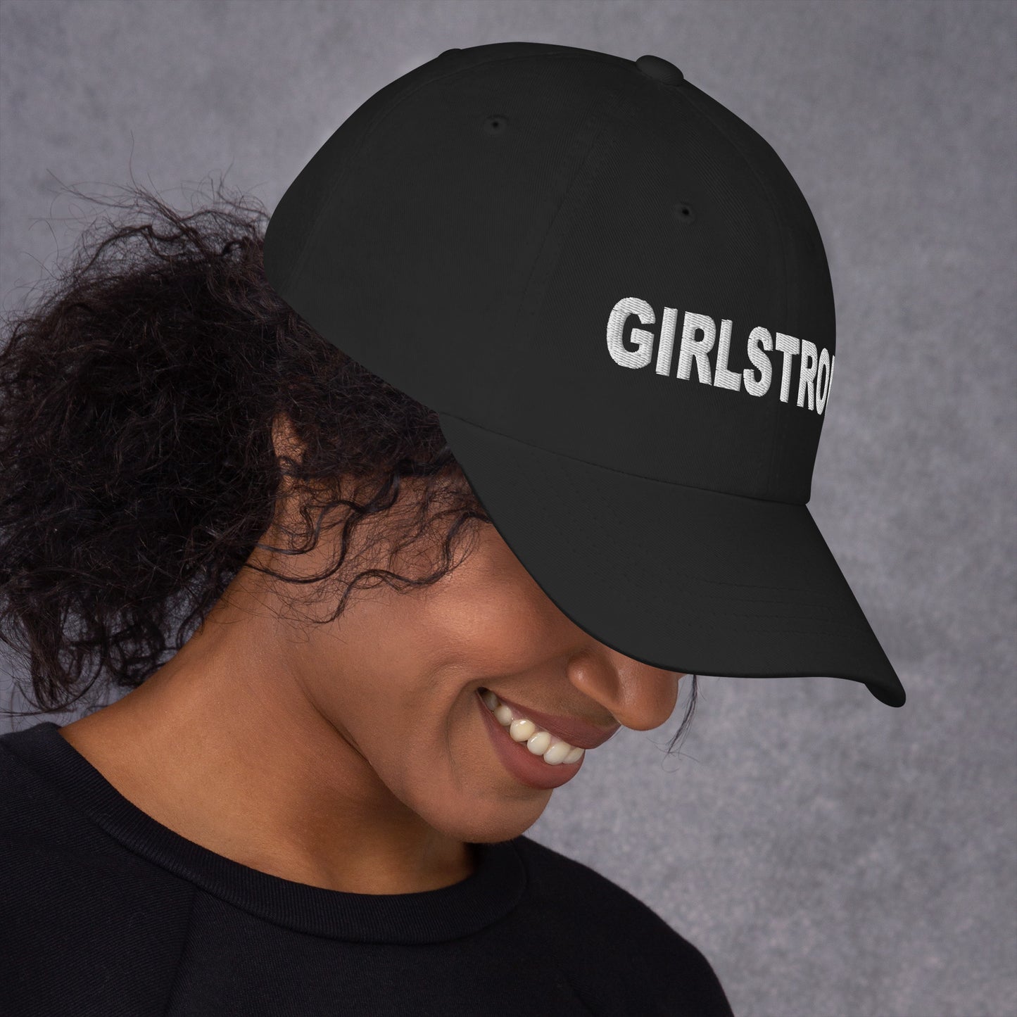 ELEVATED BASICS, BLACK BASEBALL CAP GIRLSTRONG AVAILABLE IN 12 COLORS