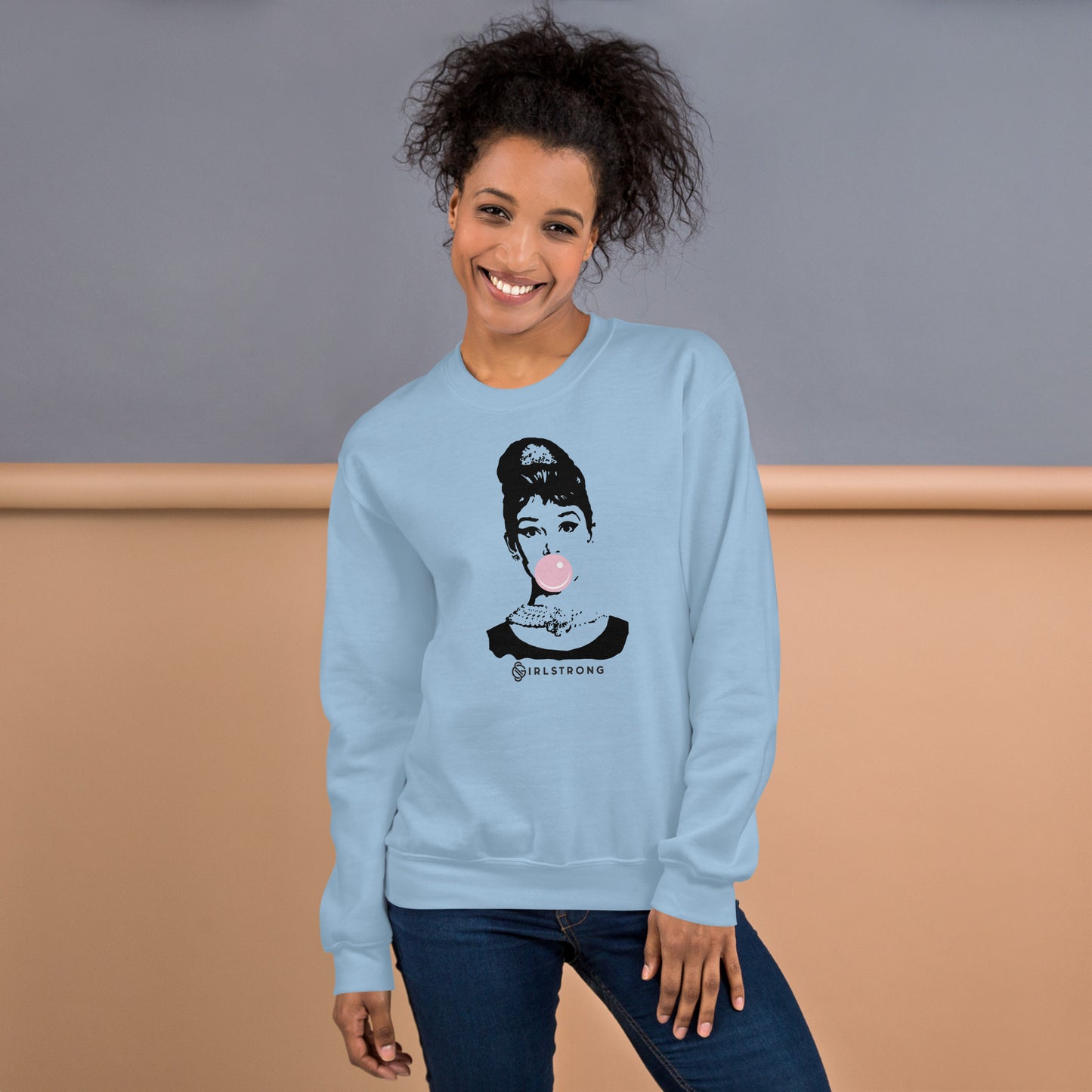 THE ESSENTIAL UNISEX SWEATSHIRT LIGHT BLUE AUDREY HEPBURN