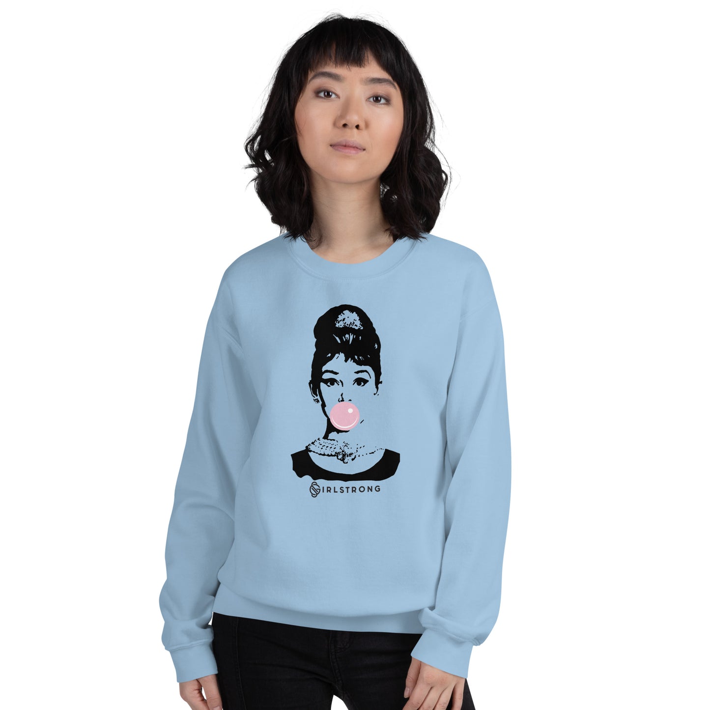 THE ESSENTIAL UNISEX SWEATSHIRT LIGHT BLUE AUDREY HEPBURN