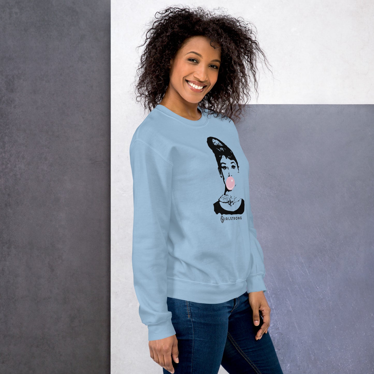 THE ESSENTIAL UNISEX SWEATSHIRT LIGHT BLUE AUDREY HEPBURN