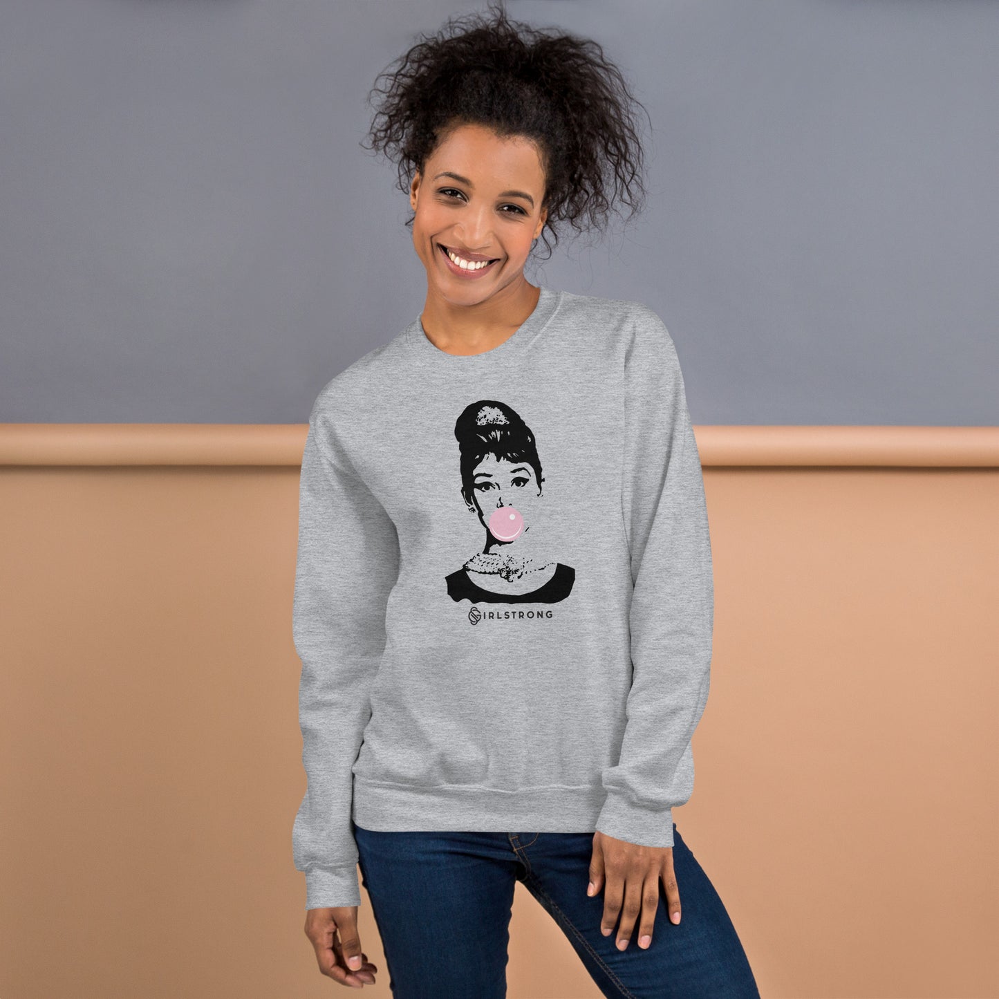 THE ESSENTIAL UNISEX SWEATSHIRT SPORTS GREY AUDREY HEPBURN