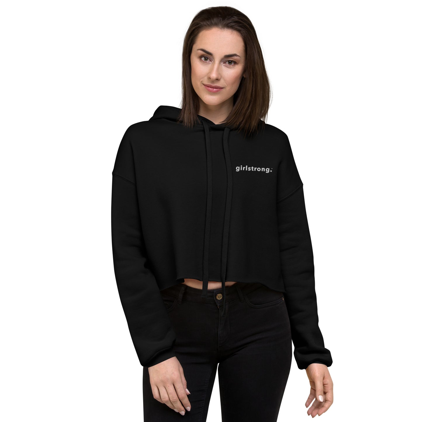 EVERYDAY GIRLSTRONG FLEECE CROPPED HOODIE - GIRLSTRONG BLACK