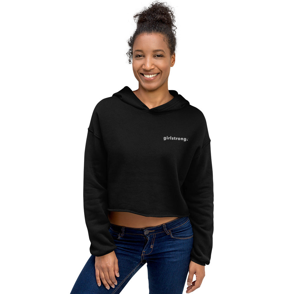 EVERYDAY GIRLSTRONG FLEECE CROPPED HOODIE - GIRLSTRONG BLACK