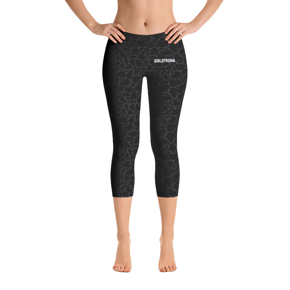 Stylish Black Women's Capri Pants with Trendy Design Print-girlstronginc.com
