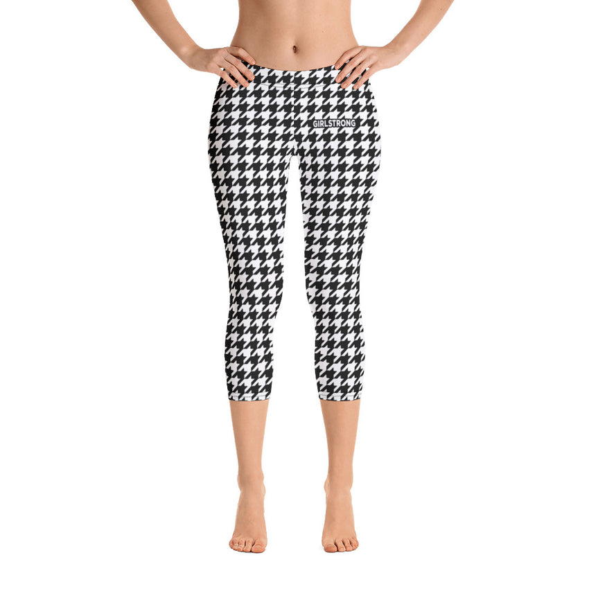 Trendy houndstooth print leggings for women-girlstronginc.com