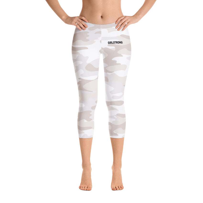 Trendy sporty camo print capri for women-girlstronginc.com