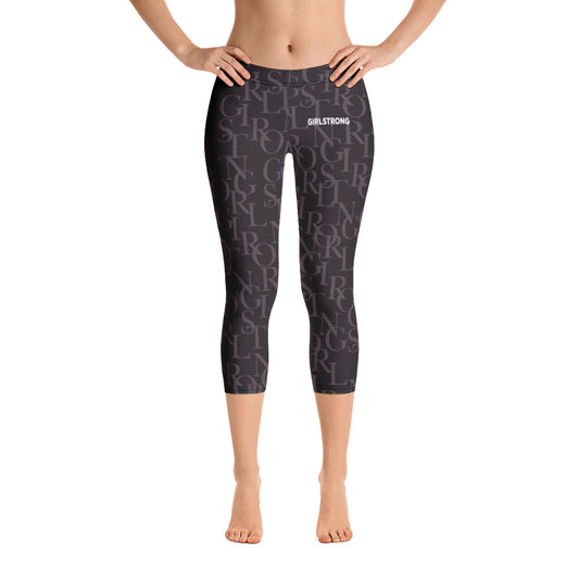 Stylish Black Women's Capri Pants with Trendy Design Print-girlstronginc.com