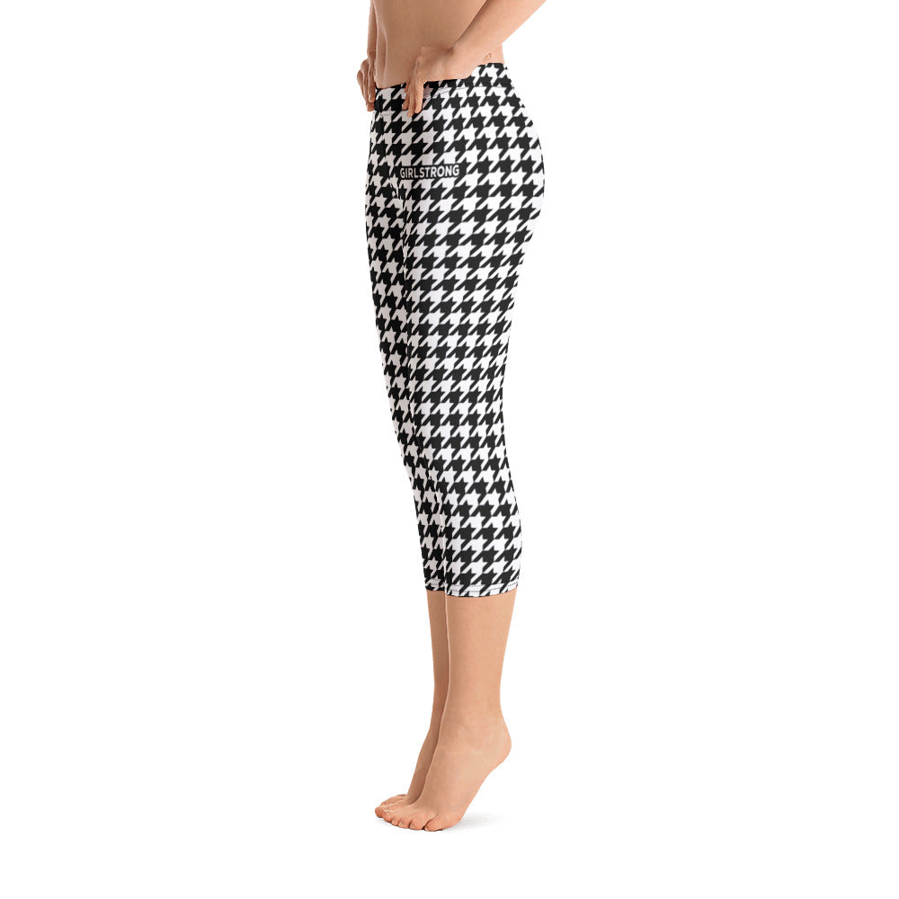 ELEVATED ESSENTIALS, THE PERFECT CAPRI BLACK WHITE HOUNDSTOOTH