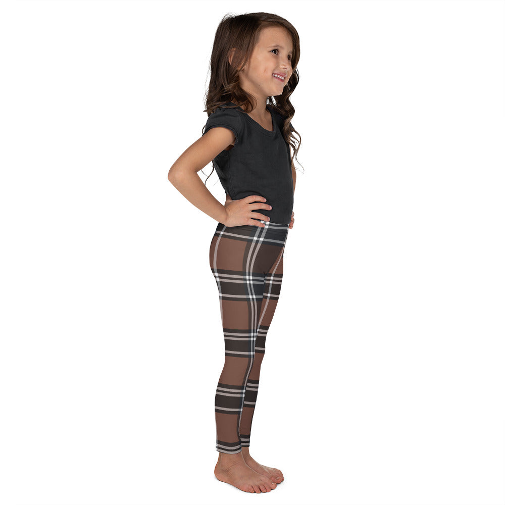 Trendy chocolate black plaid leggings for girls 
