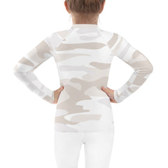 WATERSIDE UPF LONG SLEEVES KID'S RASH GUARD WHITE CAMO
