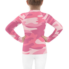 WATERSIDE UPF LONG SLEEVES KID'S RASH GUARD PINK CAMO