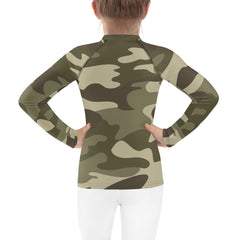 WATERSIDE UPF LONG SLEEVES KID'S RASH GUARD GREEN CAMO