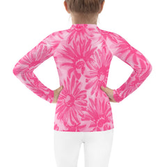 WATERSIDE UPF LONG SLEEVES KID'S SHE IS A WILDFLOWER PINK RASH GUARD