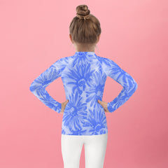 WATERSIDE UPF LONG SLEEVES KID'S SHE IS A WILDFLOWER ROYAL BLUE RASH GUARD