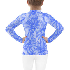 WATERSIDE UPF LONG SLEEVES KID'S SHE IS A WILDFLOWER ROYAL BLUE RASH GUARD