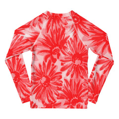 WATERSIDE UPF LONG SLEEVES KID'S SHE IS A WILDFLOWER RED POPPY RASH GUARD