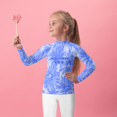 WATERSIDE UPF LONG SLEEVES KID'S SHE IS A WILDFLOWER ROYAL BLUE RASH GUARD