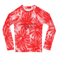 WATERSIDE UPF LONG SLEEVES KID'S SHE IS A WILDFLOWER RED POPPY RASH GUARD