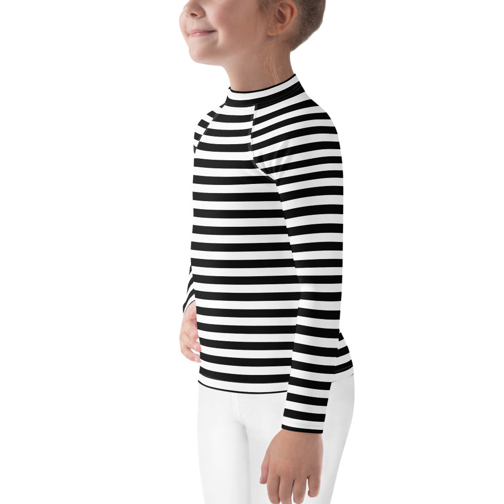 UPF 50  RASHGUARD STRIPES BLACK & WHITE