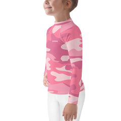 WATERSIDE UPF LONG SLEEVES KID'S RASH GUARD PINK CAMO