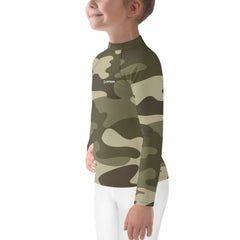 WATERSIDE UPF LONG SLEEVES KID'S RASH GUARD GREEN CAMO