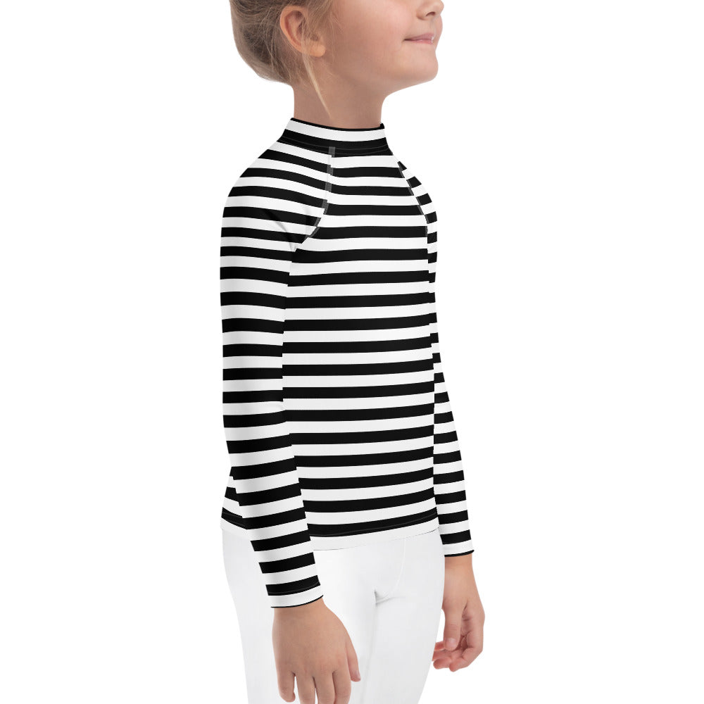 UPF 50  RASHGUARD STRIPES BLACK & WHITE